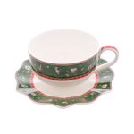 Фарфоровая чайная пара Green, 310 мл, белый/зеленый/декор, серия Christmas world, Repast